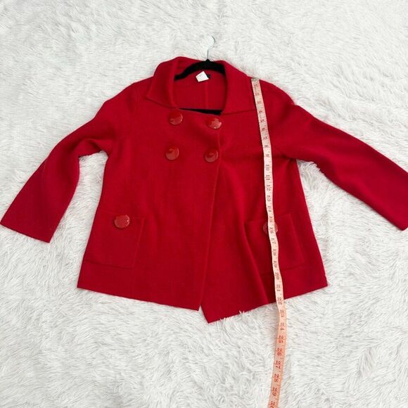 J Crew Candace Double Breasted Wool Crop Jacket Retro Patch Pocket Red Medium - Picture 8 of 9